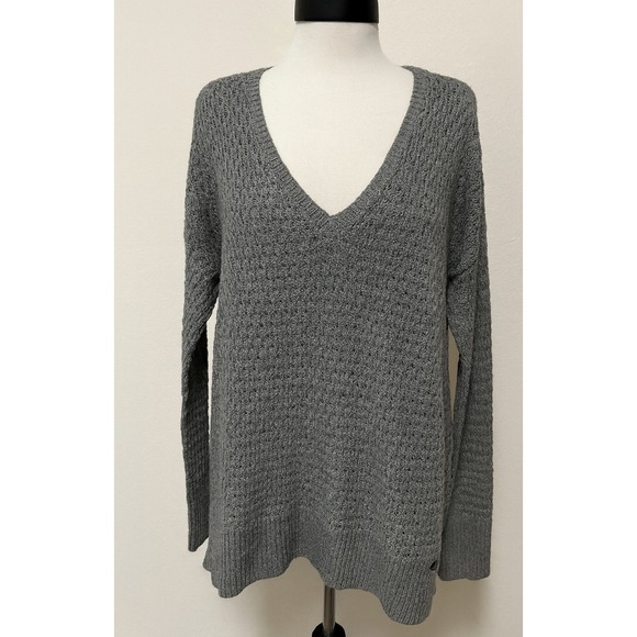 American Eagle Outfitters Gray V Neck Long Sleeve Knit Sweater - Women's - Picture 1 of 9